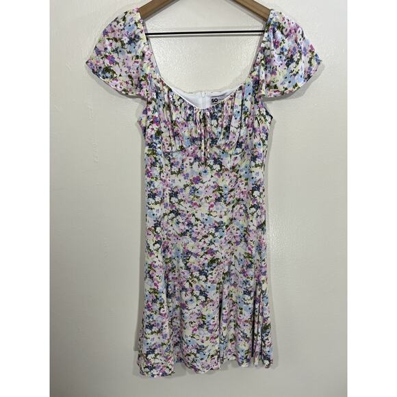 Milkmaid Coquette Cottagecore Ballet Romantic Fairy Mini Dress S Ditsy Floral - Picture 1 of 16